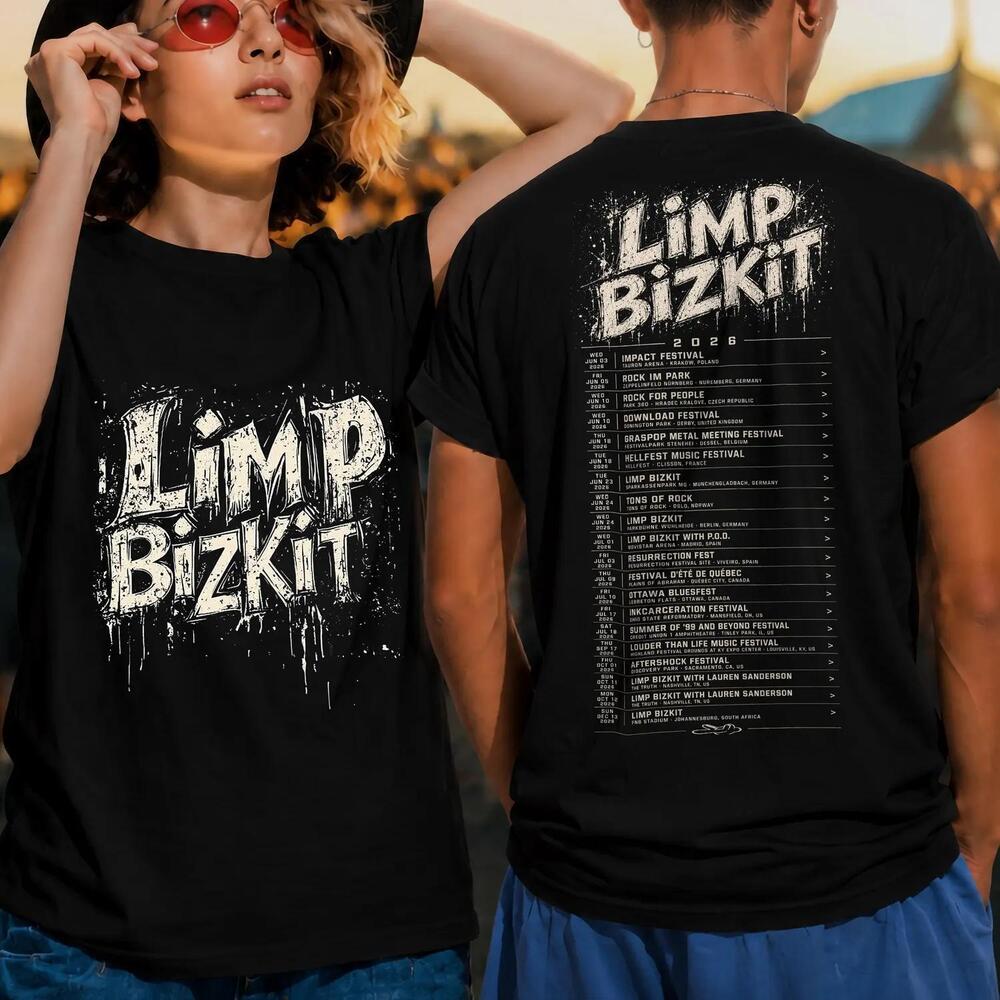 Limp Bizkit Tour 2026 Shirt Y2K Nu Metal Tee Unisex Double Sided Graphic